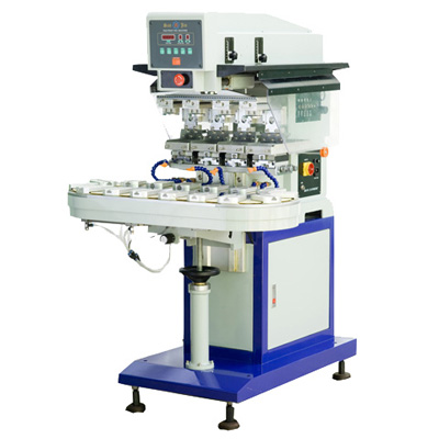 商标印刷机的优点_SPY-4气动输送带四色移印机
